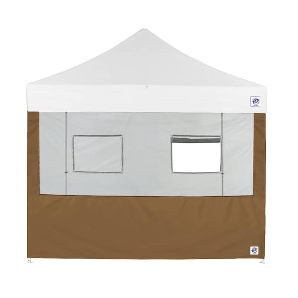 E-Z Up TAA Compliant Food Booth Sidewall with 2 Serving Windows, 8' W x 8' H, Coyote Brown SW3FB8FXTMC2WCB - main